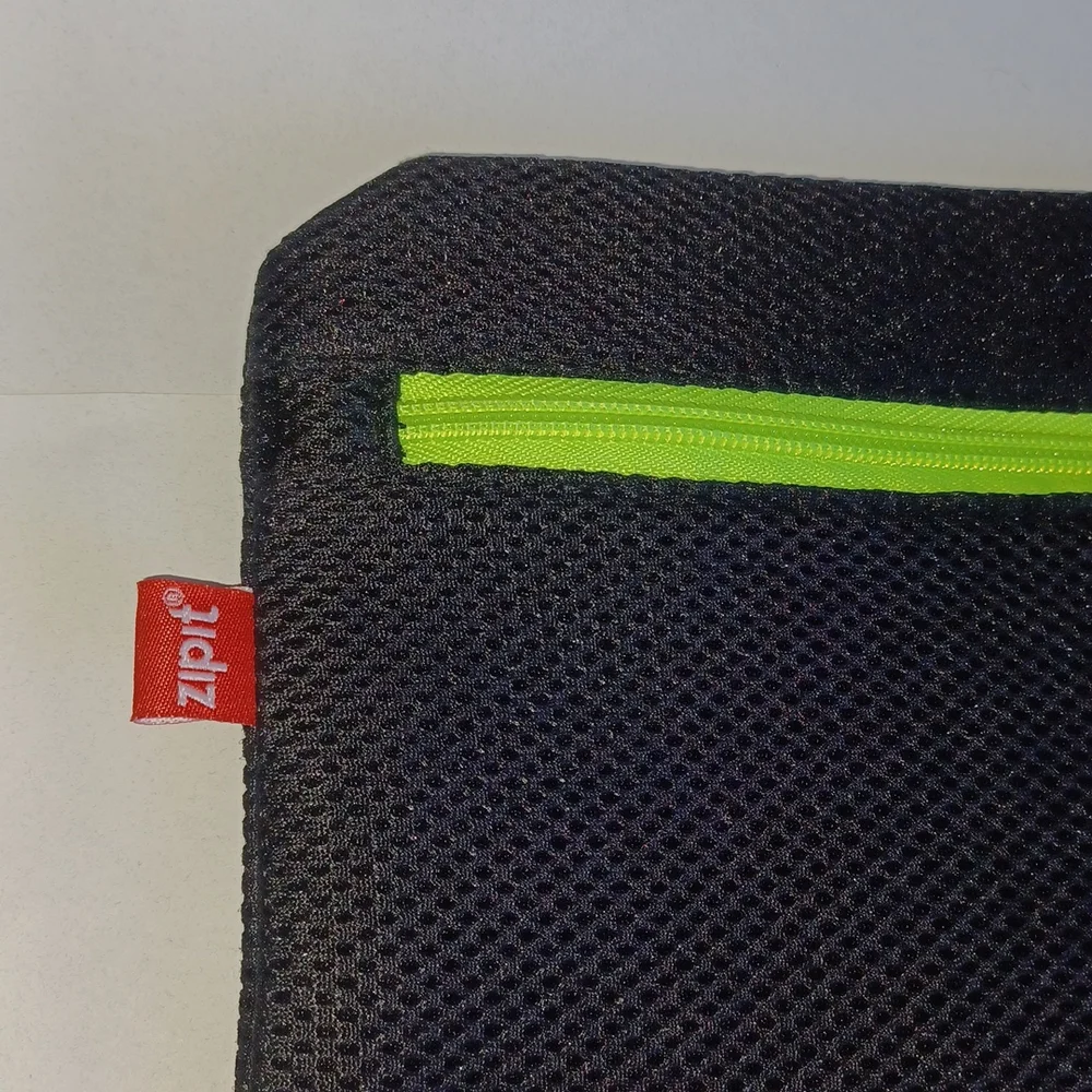 Zipit travel pouch, pencil bag, pencil pouch black with neon green zipper